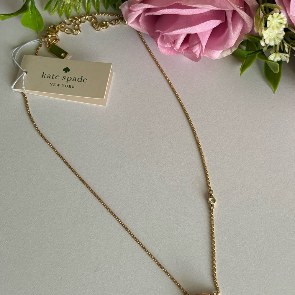 NWT Kate Spade New York Clay Pave Small Square Pendant necklace in gold - Picture 3 of 7
